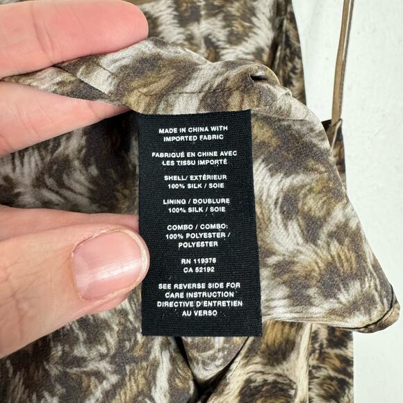 Helmut Lang Leopard Animal Print 100% Silk Wrap Tie Slip Tank Top - Picture 13 of 14